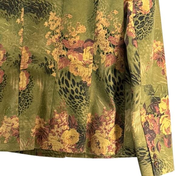 Doncaster Vintage Tapestry Green Pink Floral Animal Jungle Blazer Jacket Women 4 - Picture 7 of 10